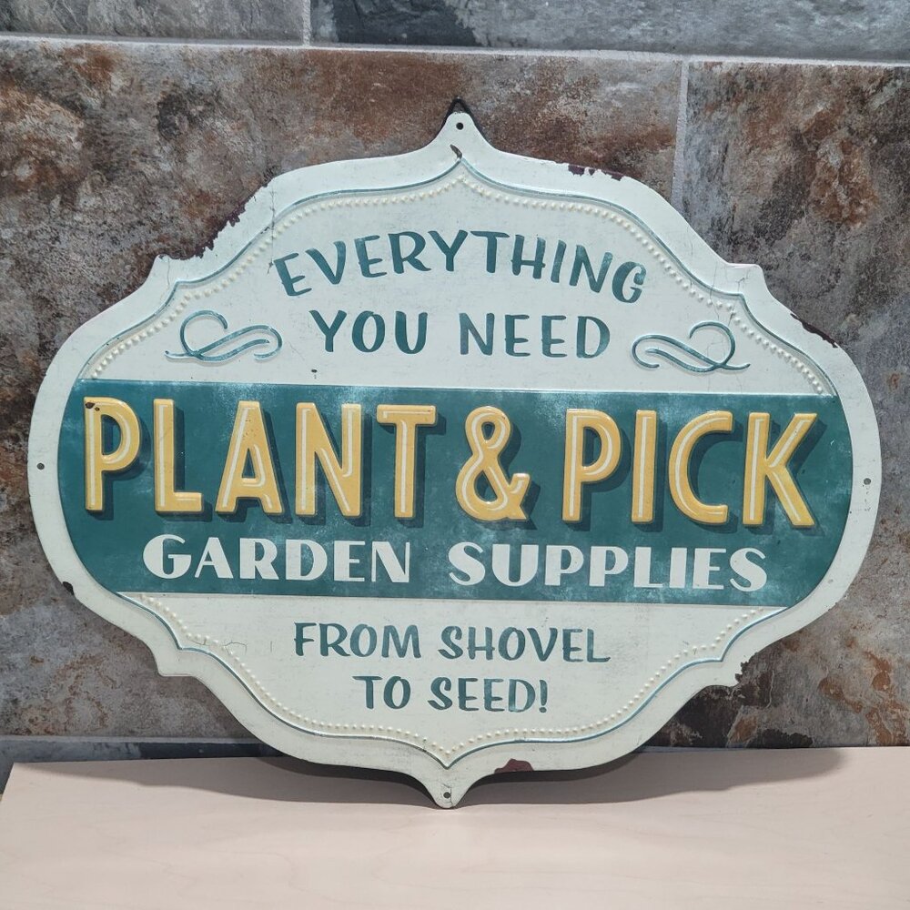 Open Road Garden Shop Metal Sign Distressed